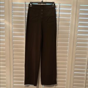 HALARA Olive High-Waisted Trousers with Wide-Leg Silhouette